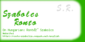 szabolcs ronto business card